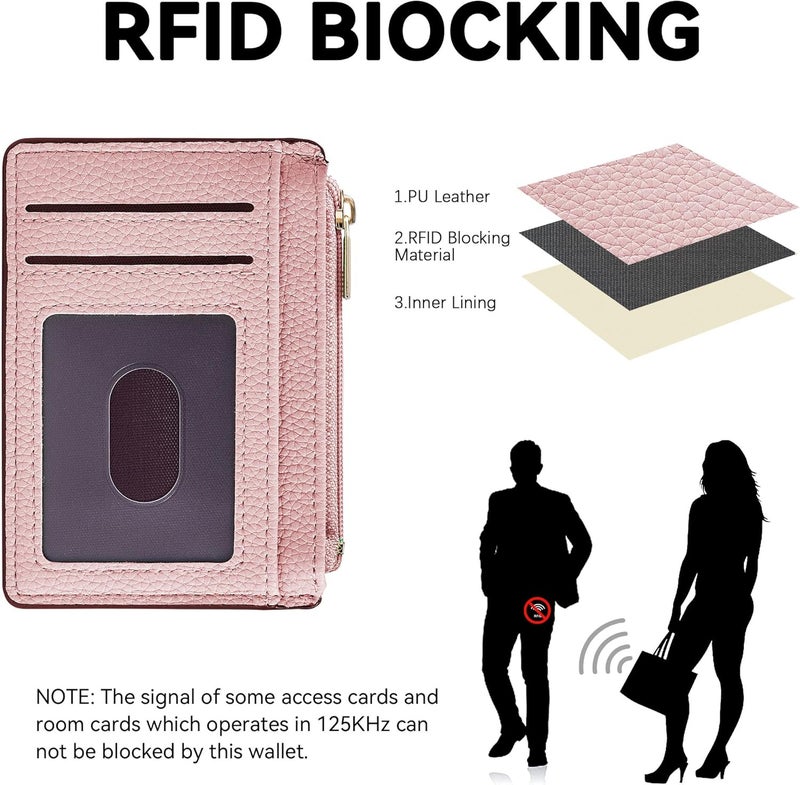 Tipmile Credit Card Holder for Women Slim Minimalist Front Pocket RFID Blocking Wallet Small Compact Card Case with ID Window, Dusty Pink - Image 2